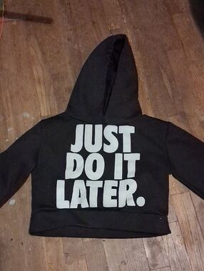 Kids Black Hoodie with Bold 'Just Do It Later.' Slogan